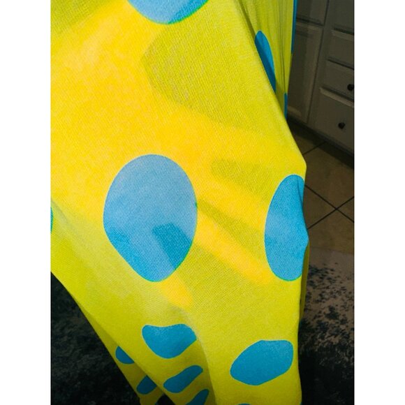 Yellow Blue Polka Dot Semi Sheer Cami Sleeveless Tunic Top XL Kawaii Swiftie - Picture 8 of 8